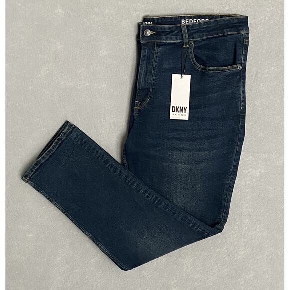 DKNY Men's 34x30 Bedford Slim Fit Denim Jeans Stretch Blue NEW